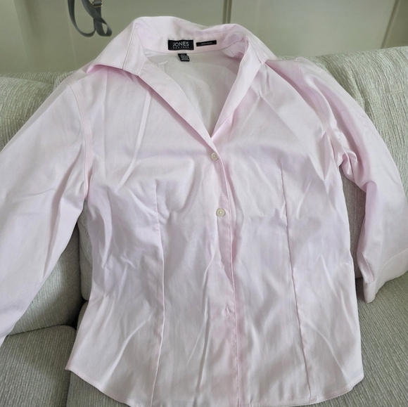 %100 Cotton Jones New York Light Pink Collared Button Down Womans Size Small - Picture 1 of 7